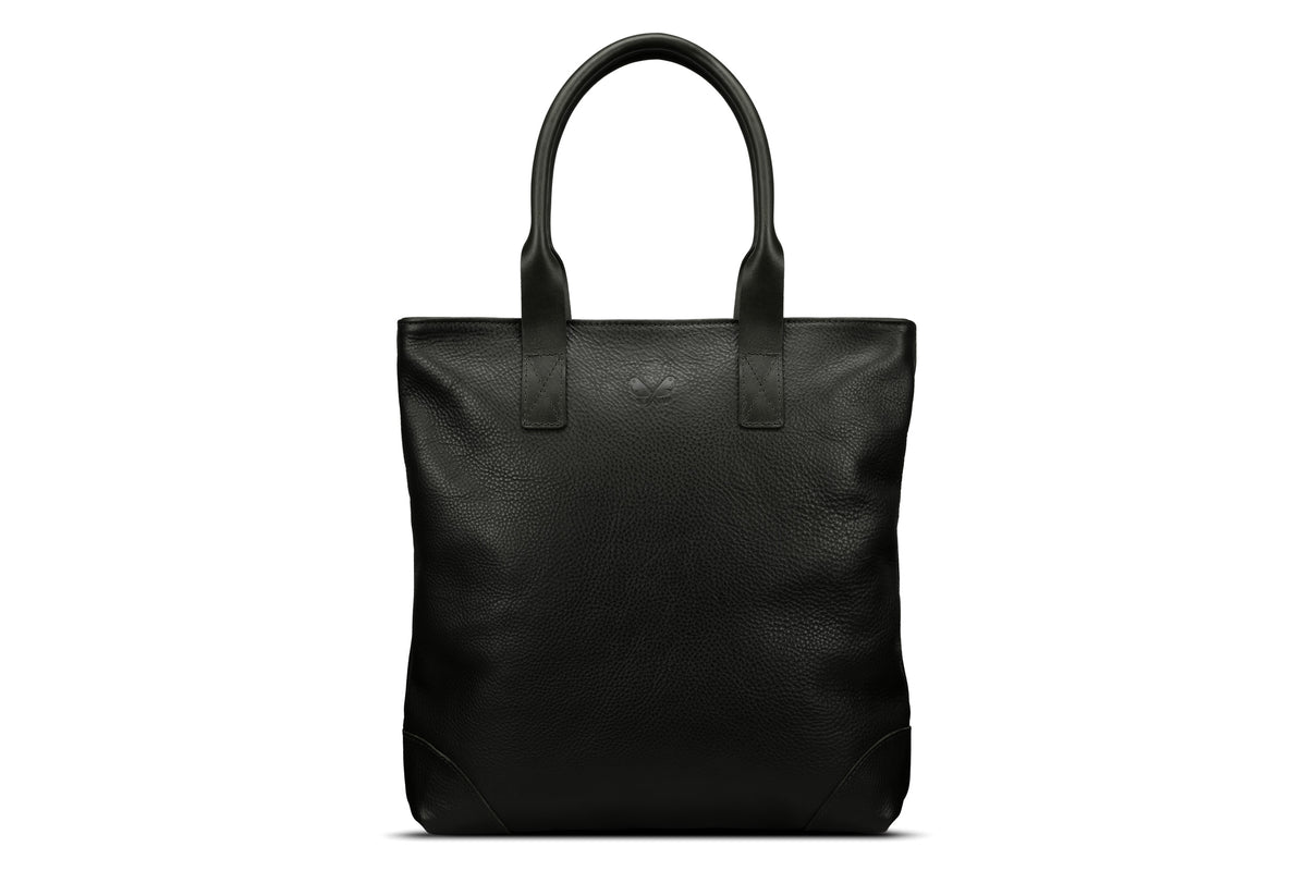 Black leather tote hot sale