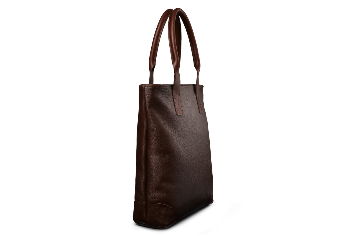 Oil Pull Brown Leather Tote Bag - SALE