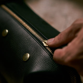 Black Leather Toiletry Bag